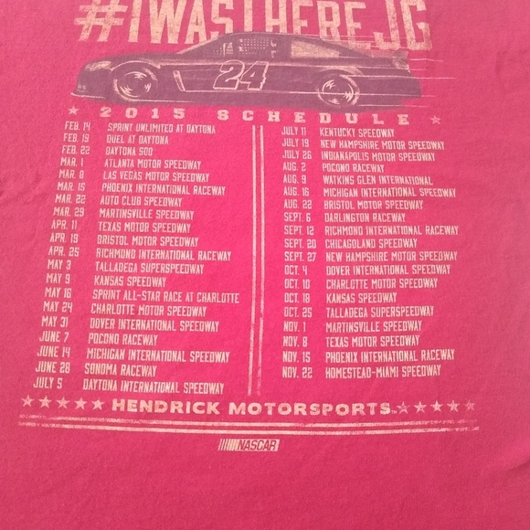 Men's Brick Red Hendrix Motorsports 24 Jeff Gordon Tee 2015, size Large - Picture 5 of 5